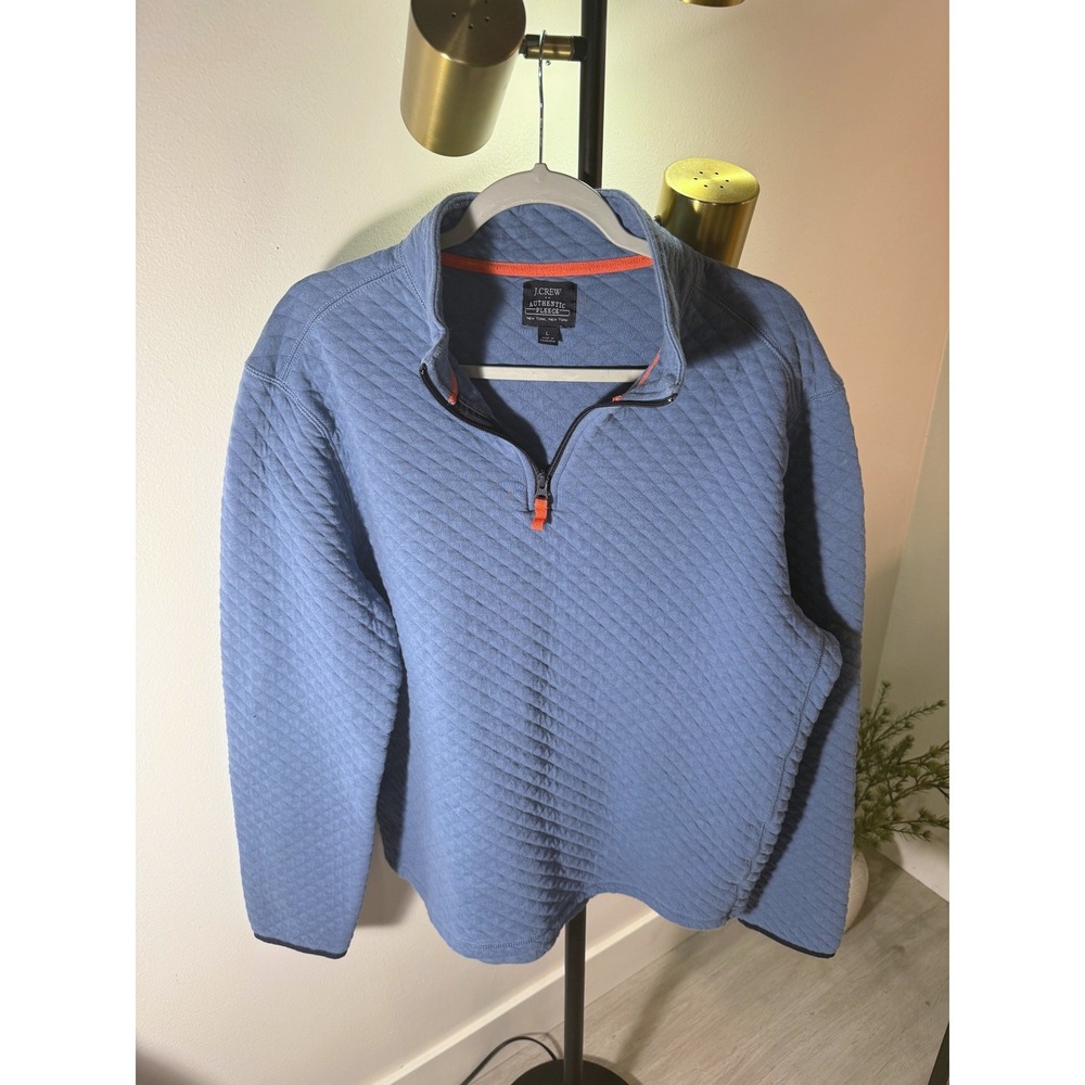 J.Crew quilted pullover mens lg periwinkle blue outerwear fall layering classic